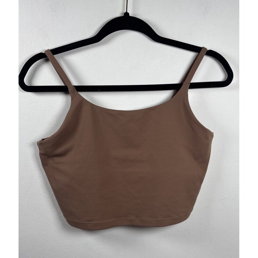 AVIA XL Brown Longline Sports Bra Cami Crop Top Wireless Stretch Athleisure